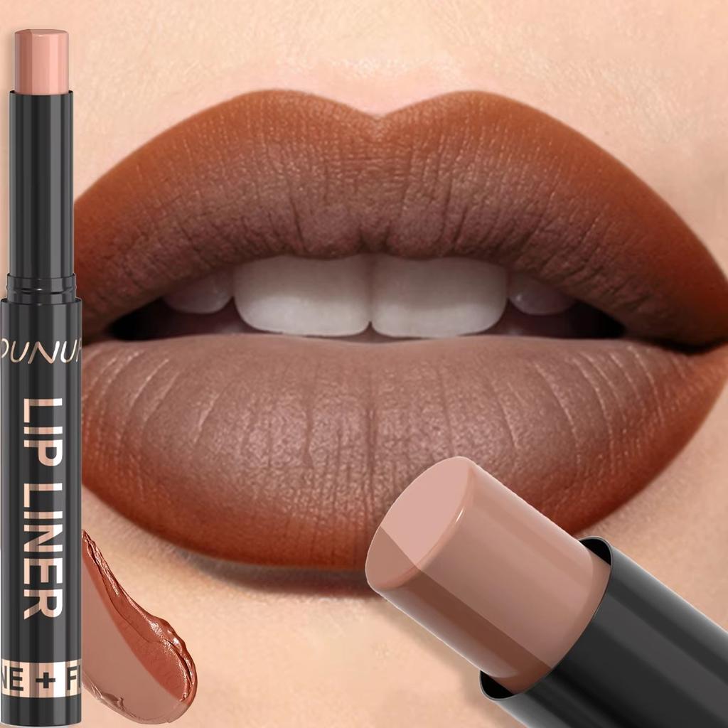 Two-Tone Gradient Lip Liner Lipstick Pen Matte Velvet Nude Pink Lip Makeup Long Lasting High Pigment Smooth Lip Contour Cosmetic