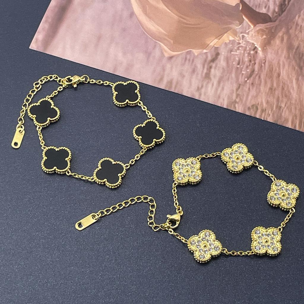 Браслет 15 мм, одна сторона полностью усыпана бриллиантами, другая сторона инкрустирована ракушками, браслет «четырехлистный клевер», вакуумное 18-каратное женское браслет