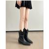 Ретро остроносые однотонные на толстой подошве на толстом каблуке средней длины тонкие ботинки женственность модные универсальные ботинки Maillard с тонким ворсом