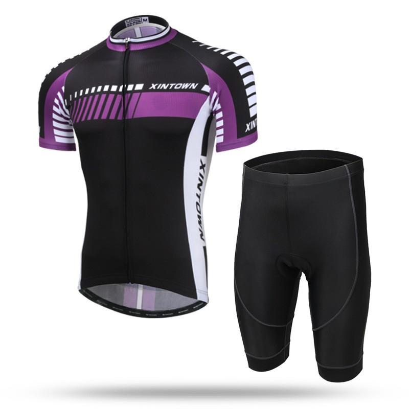 Mens Cycling Short Set Quick-Dry Breathable Sleeve Jersey Shorts Outdoor Bike Riding Gear