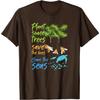 Plant Trees Save Bees Clean Seas Turtle Graphic Cotton T-Shirt Casual Crewneck Tee