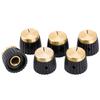 Musiclily Pro Amp Knobs, Side-Threaded Push-On Knobs for Marshall-Style Amplifiers, Black/Gold Aluminum Tops (Set of 6)