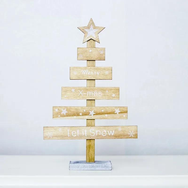 New Christmas Mini Wooden Merry Christmas Tree Home Desk Table Decor Pendants Xmas Tree Ornaments Christmas Decor Happy New Year