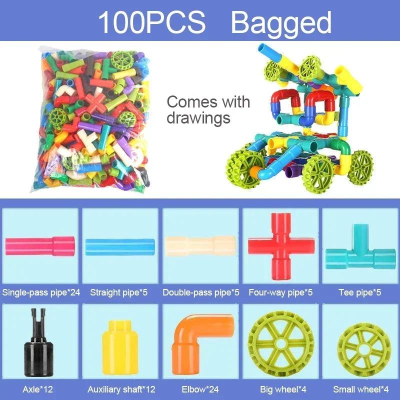 Children's Pipe Building Blocks Toy Assembly Plastic Water Pipe Educational Interactive Diy Toy For 3 Years Old Kindergarten