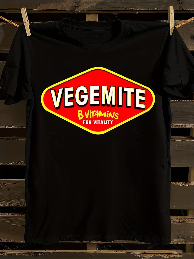 & WoVegemite Graphic T-Shirt Mens Tshirt Womens Tshirts with Letters Print Short Sleeves T-Shirt Casual Street Tee Shirt Top