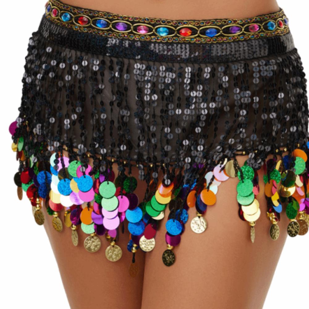 Glitter Sequins Belly Dance Belt Creative Hip Scarf Skirt Belly Dance Hip Scarf Women