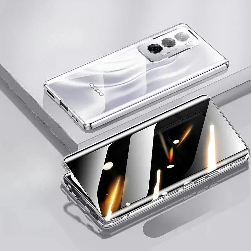 Металлический чехол для телефона с защитой от подглядывания для OnePlus 10 Pro 10R 11 11R 12 12R 13 13R, Магнитная стеклянная крышка с защитой конфиденциальности на 360 градусов