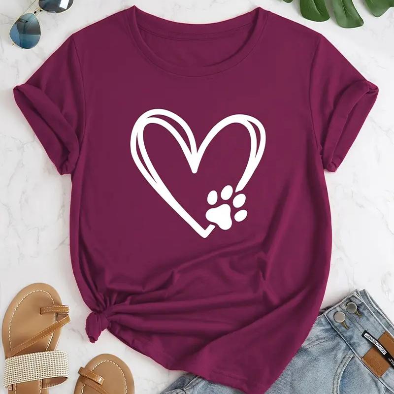 Женская летняя футболка с принтом Love Cat Claw, футболки с коротким рукавом, повседневные топы с принтом