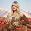 Synthetic Long Wavy Curly Ombre Blonde Color Wig Hair with Side Bang for Women Ladies Heat Resistant Party Daily Hair