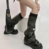 Womens PU Leathers Leg Warmers Long Leg Sleeve Socks Warm Adult Girls Boot Socks Party Casual Streetwear
