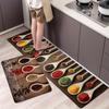 1Pcs Spices Printed Kitchen Rug Soft Absorbent Anti-Fatigue Non-Slip Machine Washable Waterproof Mat for Living Room Bedroom Laundry Kitchen