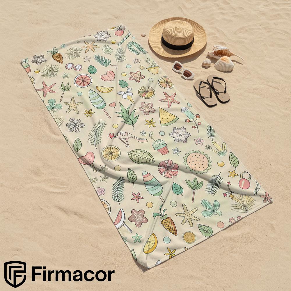 Summer Tropical Doodle Cartoon Anime Beach Towel Microfiber Quick Dry Super Absorbent Soft Bath Towel for Kids Adults Travel