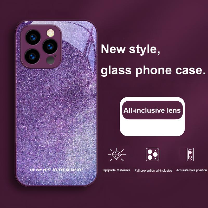 Блестящее Звездное Небо Для IPhone 16 Plus 15 14 13 12 Mini 11 Pro Max X XS XR 7 8 Plus 2022 Закаленное Стекло Чехол для Телефона