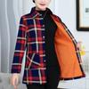 Women's Autumn Winter Long Sleeve Plaid Plus Velvet Shirt Fashion Thick Versatile Elegant Tops Patchwork Pockets