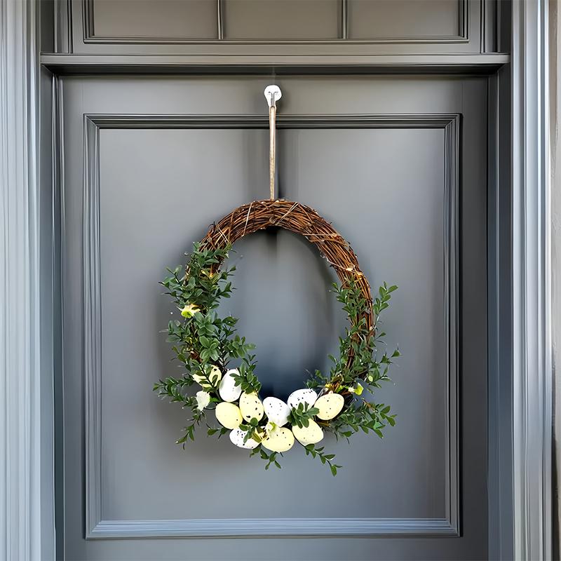 1 шт. Цветочный пасхальный венок, искусственный венок, идеально подходит для весенних домашних праздников, настенный декор для двери, пасхальное яйцо, венок для стены