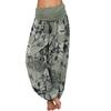 Women Casual Plus Size Print Elastic Waist Straight Loose Haren Long Pants
