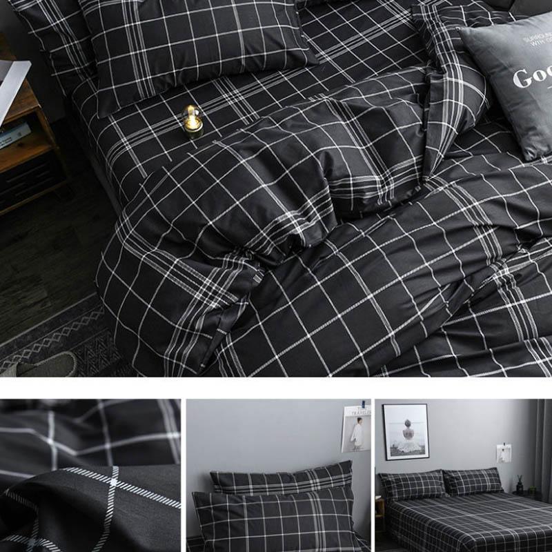 Простыня из четырех предметов в хлопковую полоску в простом интеллектуальном стиле, пододеяльник, наволочка, комплект домашнего постельного белья, двуспальная кровать