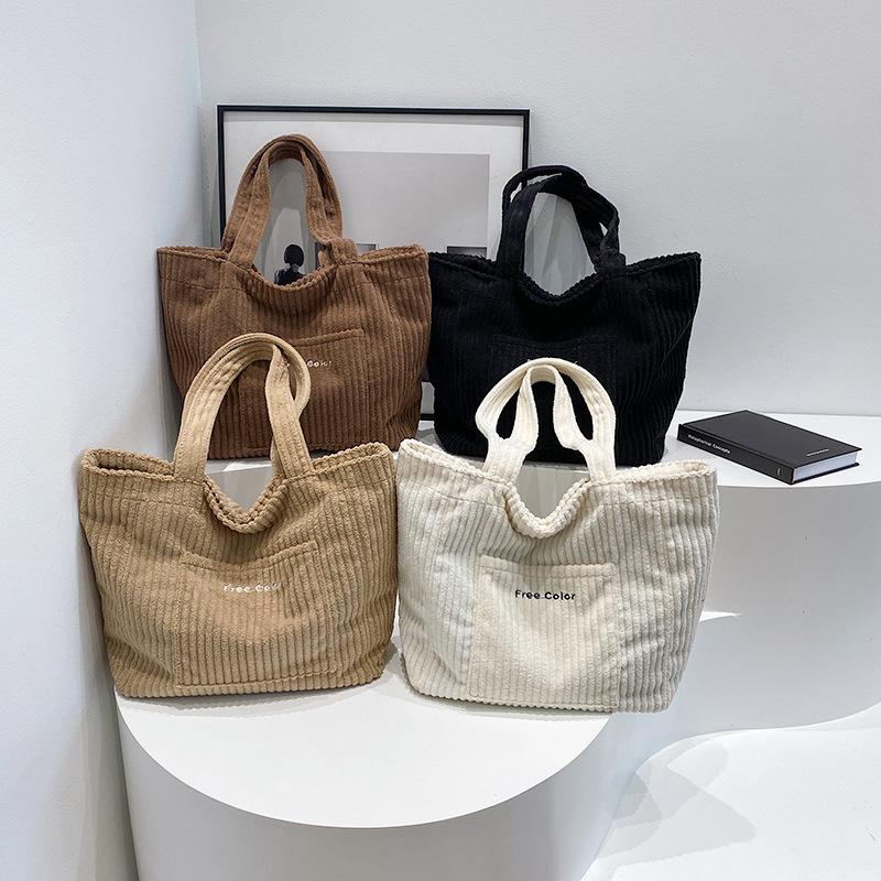 Autumn and Winter Large Capacity Women Shoulder Bag For Daily Used Corduroy Casual Tote Bags Ladies Commuting Handbags