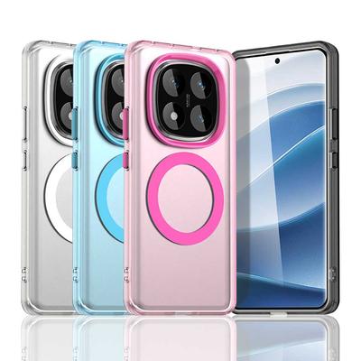 Чехол Magsafe Clear для Xiaomi Redmi Note 14 4G 14Pro Магнитный жесткий PC+TPU чехол для беспроводной зарядки телефона Redmi Note14pro