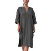 Summer Women's Dress Plus Size Solid Colour Casual Round Neck Button Long Dresses
