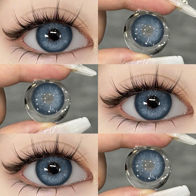 2Pcs Natural Green Colored Contacts Blue Lenses Korean Brown Eye Contacts Yearly Lens Makeup Gray Pupils Use for Eye