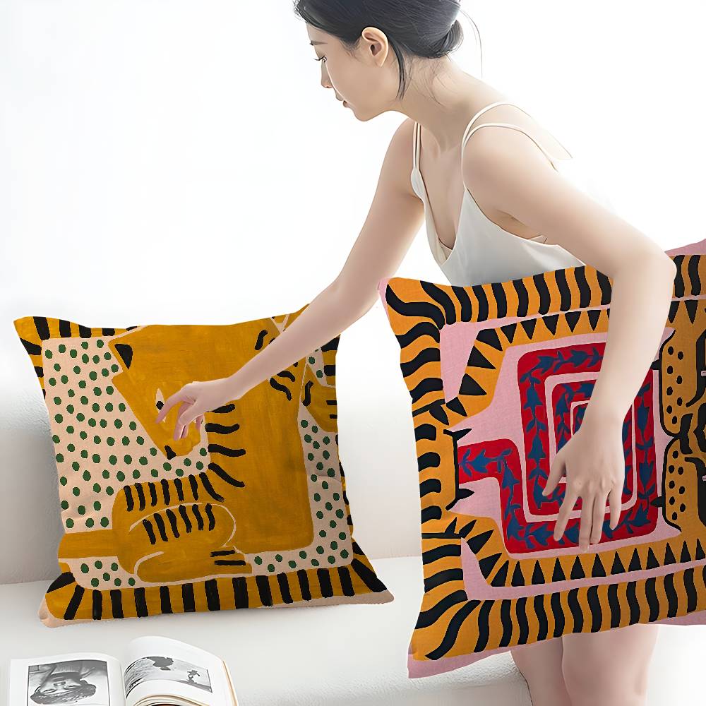 Ancient Egypt Tiger Leopard Cushion Cover Car Throw Pillow Case For Sofa Car Christmas Gift 40X40Cm 45X45Cm