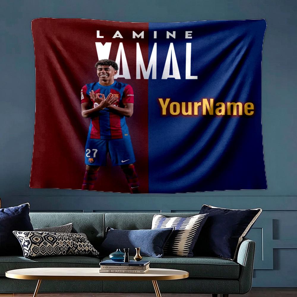 Lamine Yamal Custom Your Name Wall Decor Tapestry Art For Pet Memorial Birthday Wedding Party Backdrop Family Gift