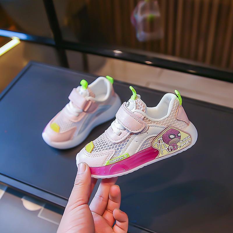 Детская обувь Весна Осень Новые туфли для девочек с мягкой подошвой и противоскользящим покрытием Сетчатые дышащие повседневные туфли с рисунком для мальчиков Спортивная обувь для тенниса