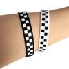 Винтажные пары черный белый клетчатый узор силиконовый браслет на запястье украшения сувениры гоночный автомобиль принадлежности для вечеринок