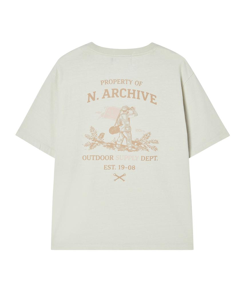 BEYOND CLOSET [Collection Line] Vintage Explorer Washed Short Sleeve T-Shirt Ivory