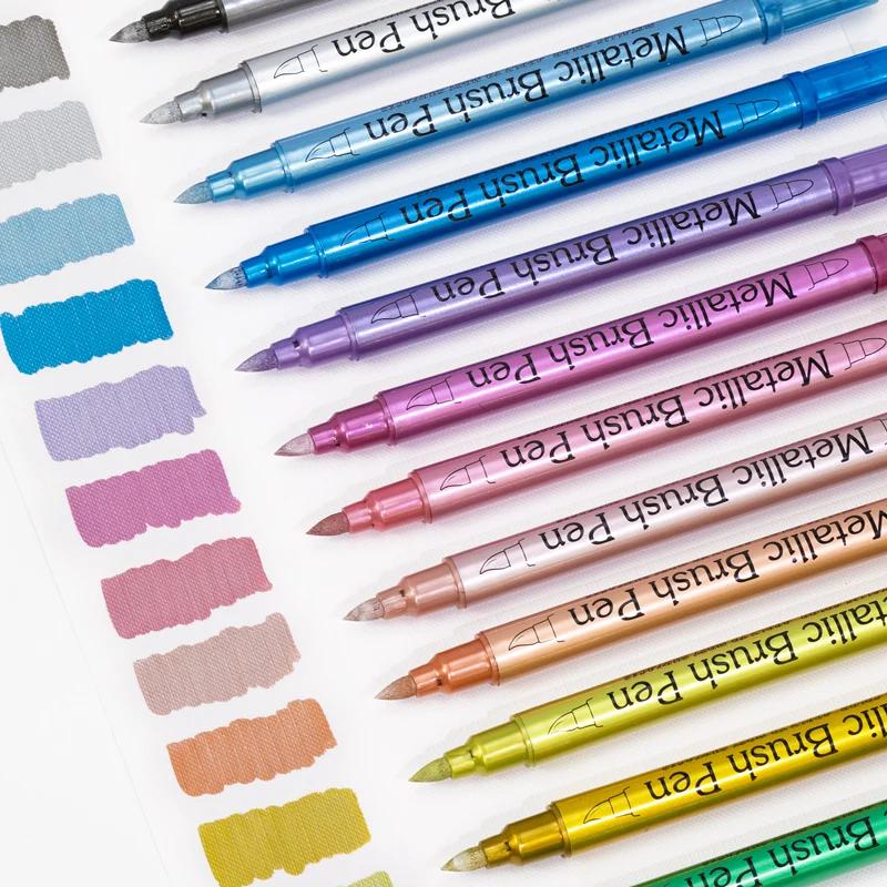 Двусторонние цветные металлические водостойкие перманентные маркеры-ручки Золотой Серебряный Цвет для DIY Арт-маркера Ручка Арт-рисование Принадлежности