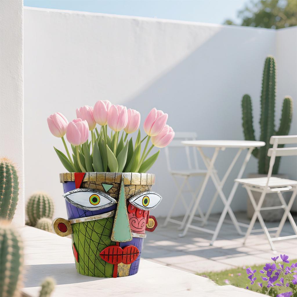 Абстрактный цветочный горшок для лица в стиле Пикассо - Бруталистский плантатор со скульптурным искусством для домашнего декора и посадки