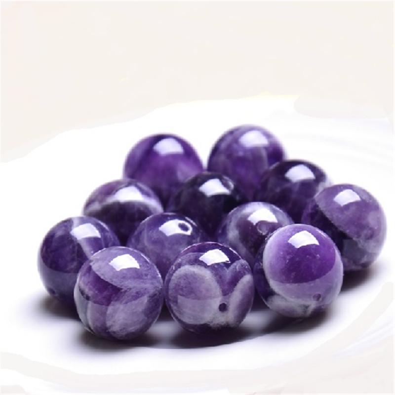 24-100pcs 4-12mm Round Purple Natural Stone Loose Beads DIY for Necklace Bracelet Jewelry Making Accessaries