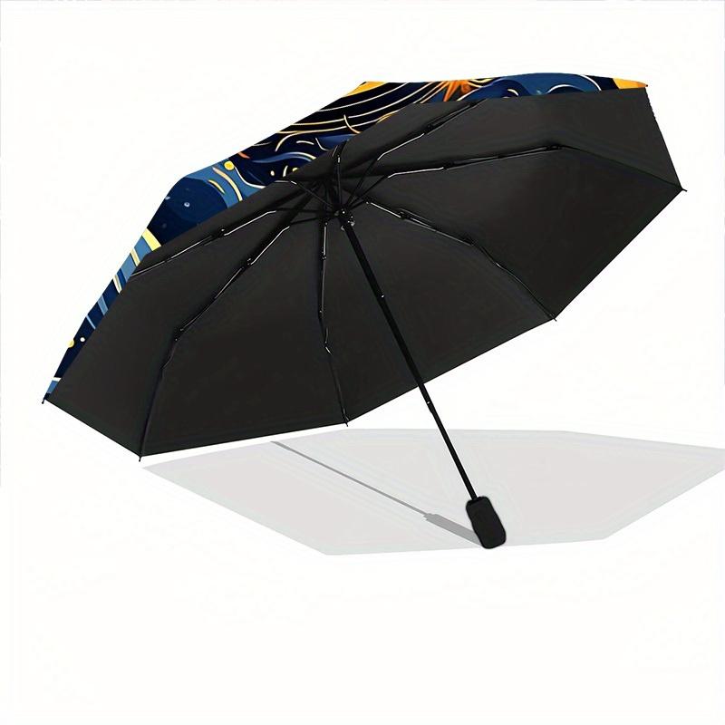 1pc Cosmic Compact Travel Umbrella, Automatic Folding Lightweight Windproof 8-Bone Reinforced Design,012078