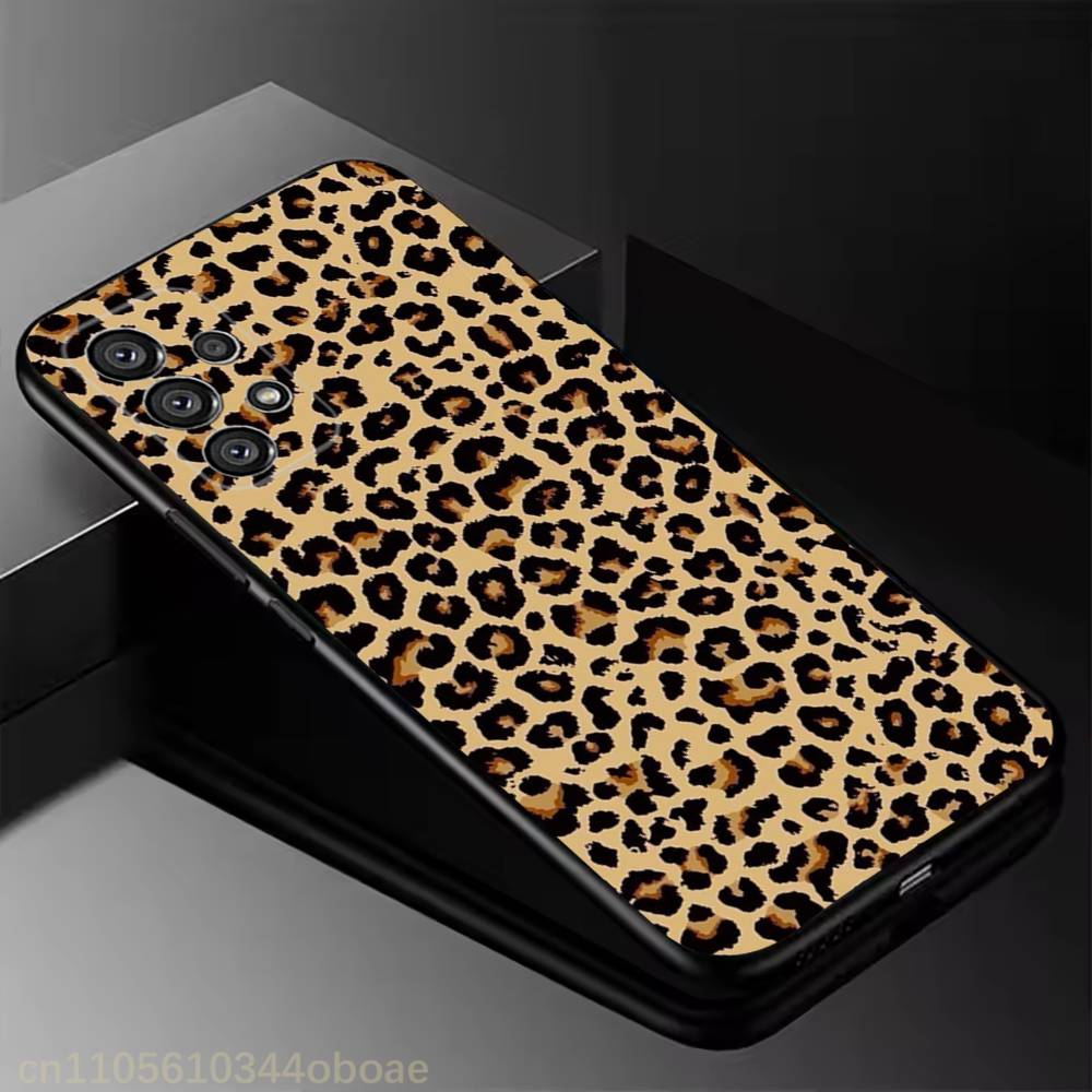 Модный чехол для телефона с леопардовым принтом для Samsung Galaxy A13, 21s, 22, 31, 32, 52, 53, 71, 80, A91, мягкий черный корпус