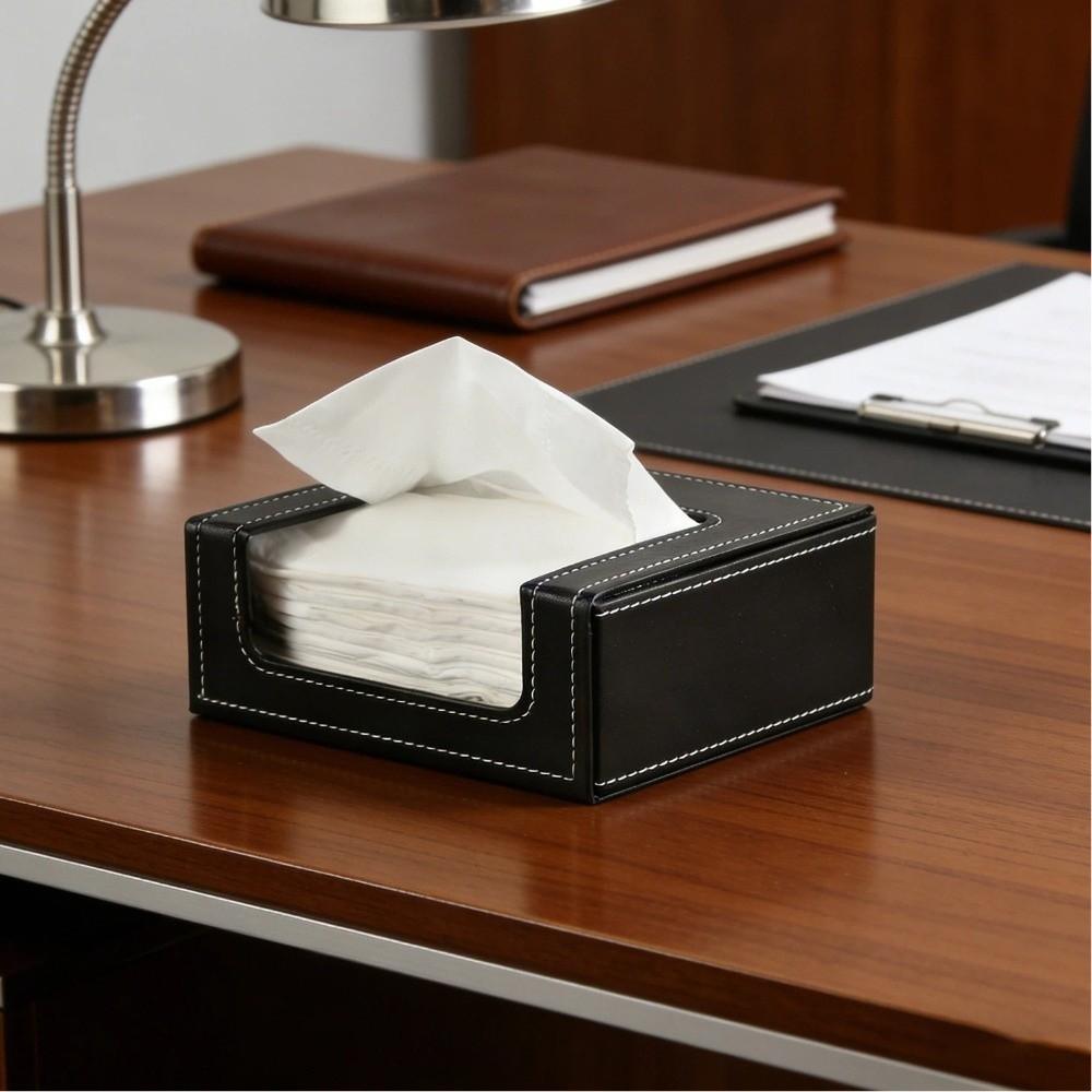 PU Leather Napkin Box Desktop Tissue Storage Box Creative Square Towel Box Home