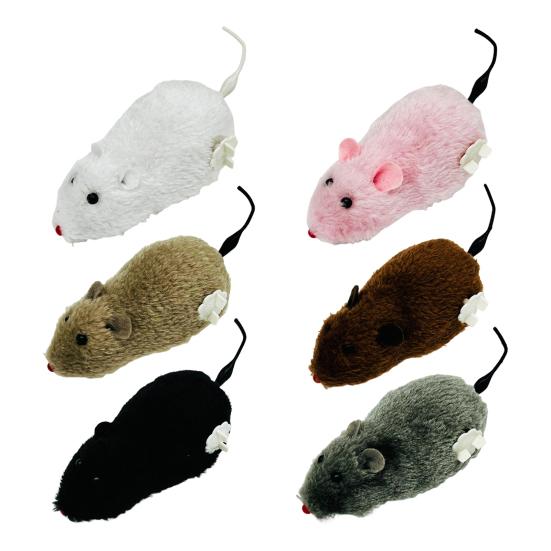 Wind-Up Mouse Cat Toy Realistic Furry Mouse Interactive Pet Toy Funny Moving Mouse for Chasing And Pouncing Play Stimulates Cats Hunting Instincts