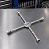 Cross-Shaped Wheel Wrench Chrome-Finished Tire with Four Socket Arms