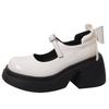 Black Retro Heightened Platform Small Leather Shoes Women's 2025 New Autumn and Winter Round Head Light Mouth Thick Heel Mary Jane Shoes Single Shoes