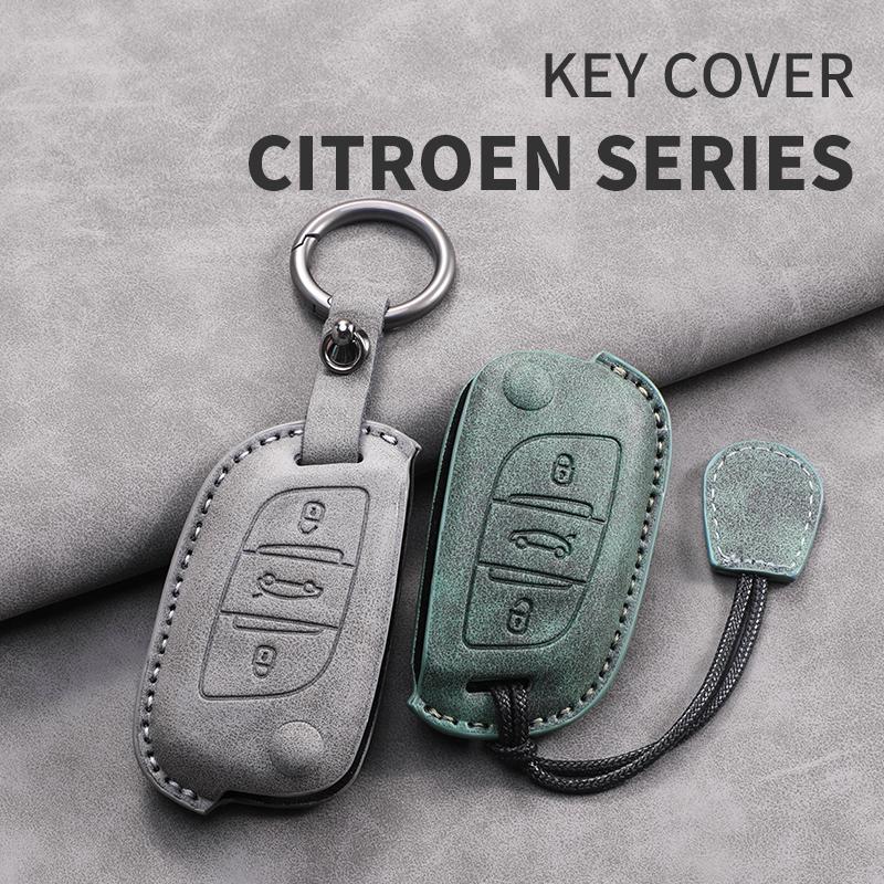 For Citroen C2 C3 C4 C5 C6 C8 DS4 for Peugeot 107 207 306 307 407 308 607 New Sheepskin Car Flip Key Case Cover Shell Fob