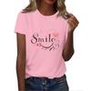 Женская футболка с круглым вырезом и коротким рукавом с принтом в виде буквы «улыбка»
