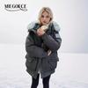 MIEGOFCE Женская свободная куртка на молнии с капюшоном и рукавами реглан, воротник из искусственного меха, толстое пальто MZ-24582