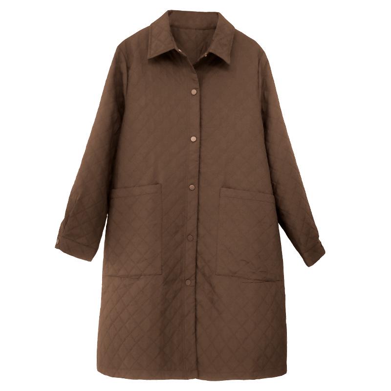 Women's Mid-Length Quilted Trench Coat - 2025 Spring/Autumn Stylish Cotton-Padded Jacket