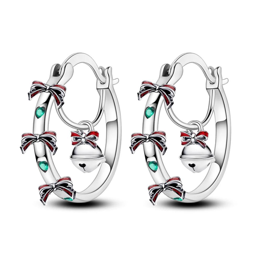Original 925 Silver Charms Colorful Bow Set Earrings Ring Beads Pendant for Women Bracelets Necklaces DIY Jewelry Gift