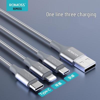 Кабель для быстрой зарядки 3-в-1 Romoss 3.5A - Совместим с устройствами Apple, Type-C, Android