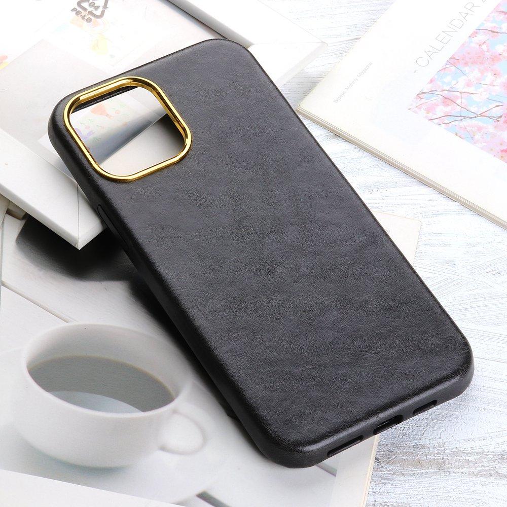 Кожаный чехол для Iphone 14 13 12 11 Pro Max, обычная искусственная кожа, подкладка из микрофибры, металлический круг для камеры, защита объектива