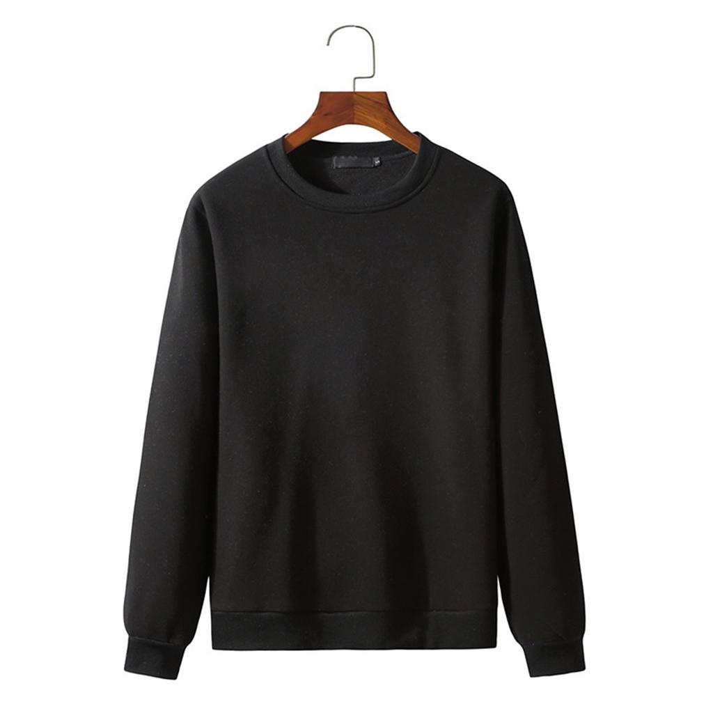 Мужской базовый цветной свитер с круглым вырезом, свободная повседневная молодежная толстовка с капюшоном