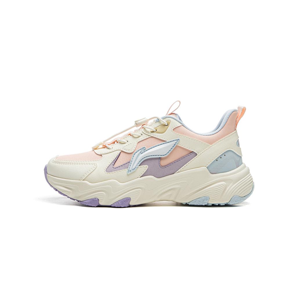 Li Ning Kids Sports Lifestyle Series Synthetic Leather Comfortable Fashion Non-Slip Wear-Resistant Low-Top Casual Shoes Kids Casual Shoes YKCU178-12