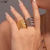 Роскошное кольцо с белым цирконием, женское, из нержавеющей стали 316 с золотым покрытием, многослойное, длинное, парные кольца, водонепроницаемый циркон, подарок
