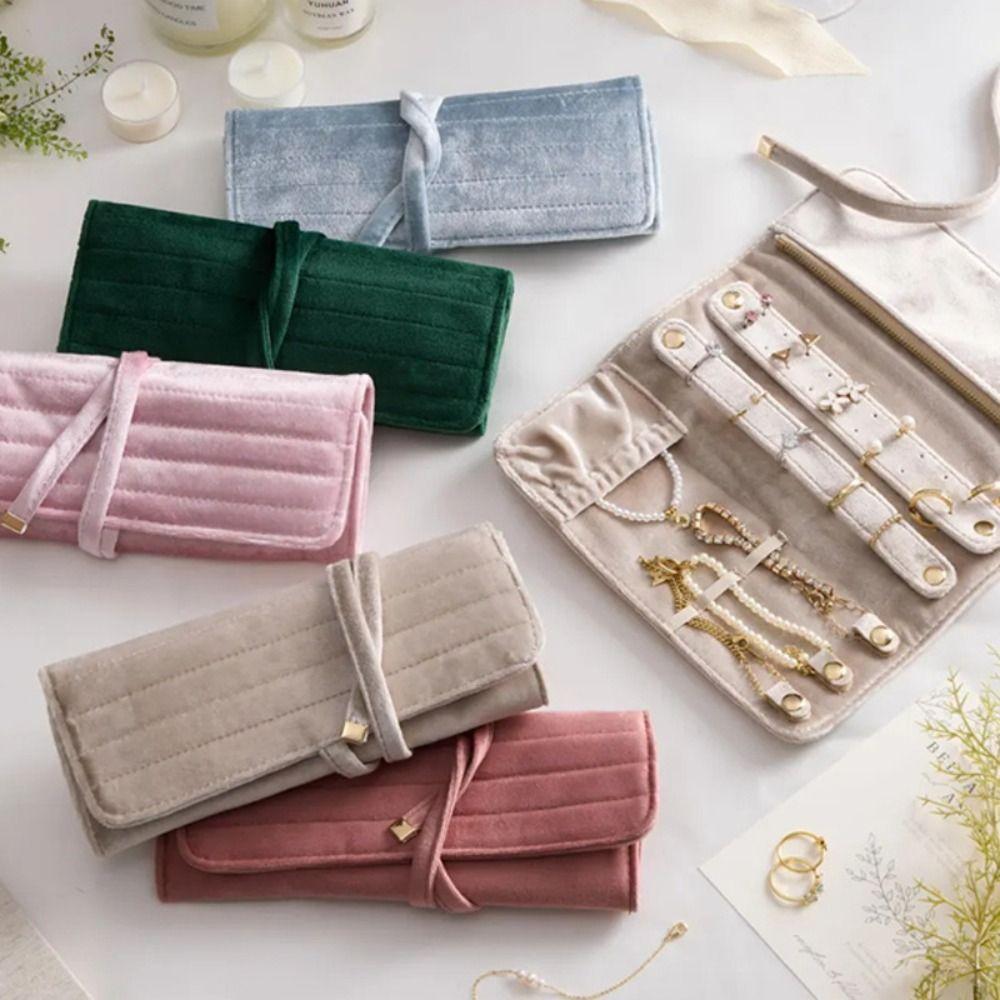 Lace Up Velvet Jewelry Packing Bag Bracelet Necklace Velvet Jewelry Holder Travel